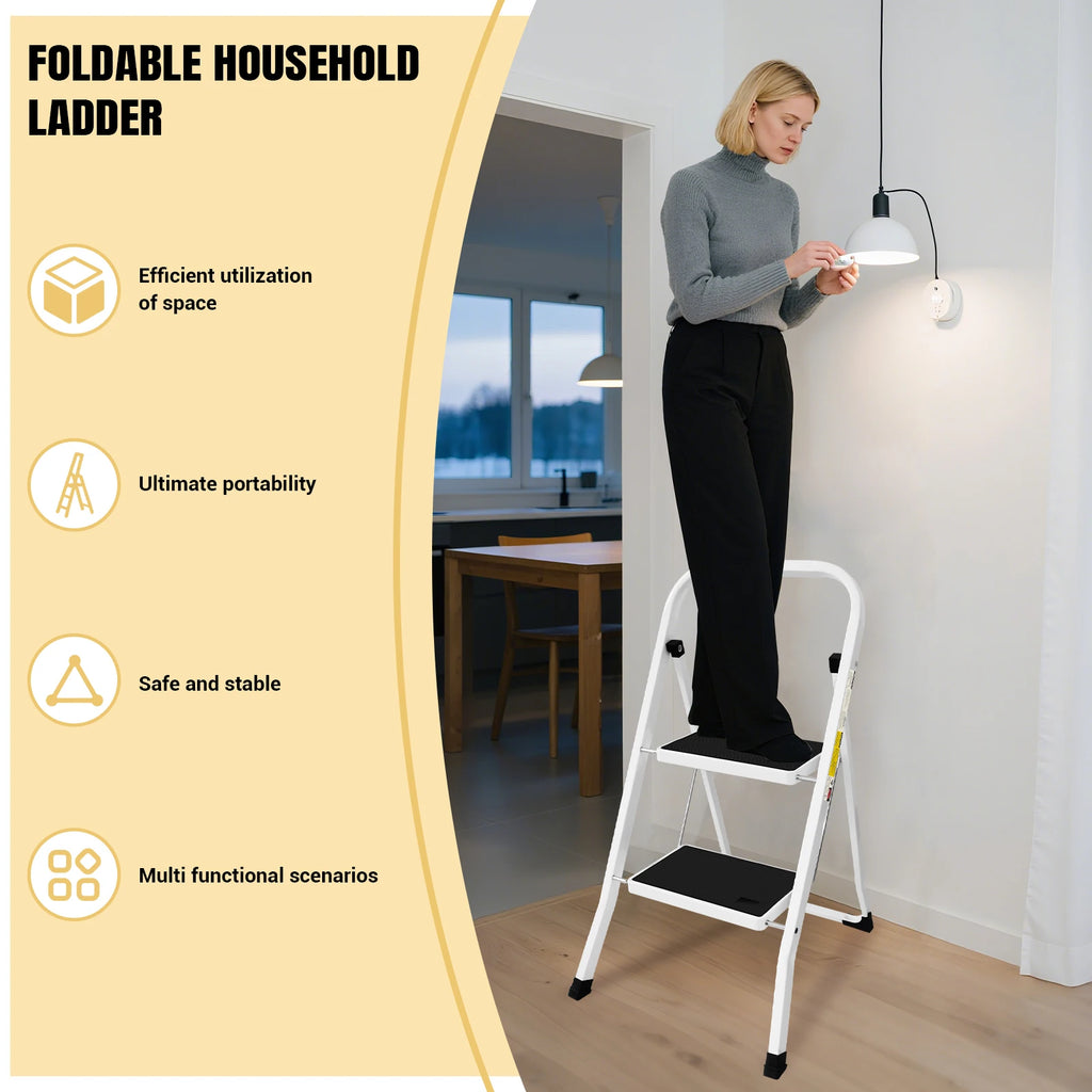 2/3/4-Step Ladder Steel Folding Portable Non-Slip Step Ladder Heavy Duty Multi Purpose for Home 150kg/330lbs Capacity