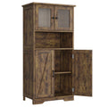 54in Tall Freestanding Kitchen Pantry Cabinet with Glass Doors and Adjustable Shelves Cupboard, Floor Cabinet for Living Room