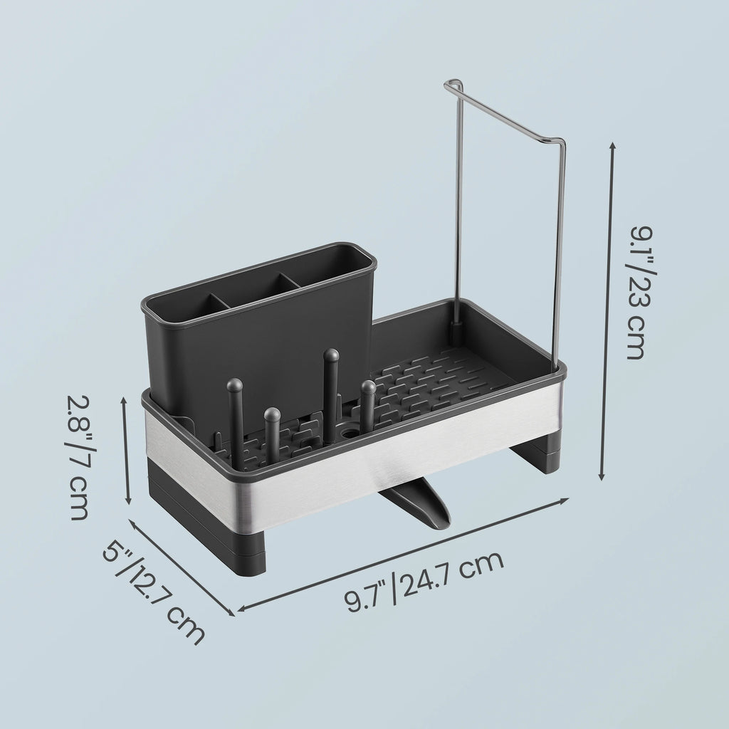SONGMICS Sink Organizer with Rotatable Spout, Stainless Steel Sponge Holder, for Kitchen