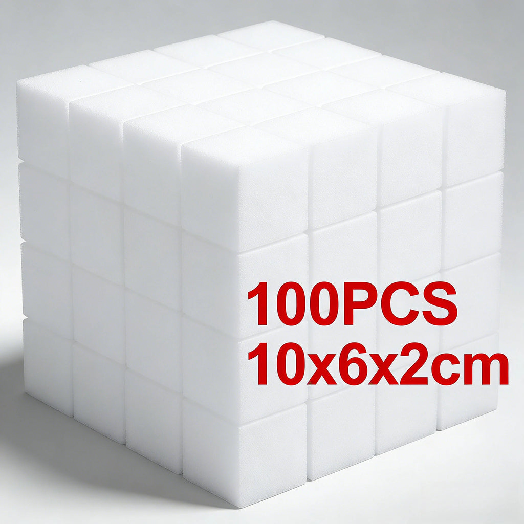 100Pcs Magic Sponge Cleaner Melamine Foam Scrubber Scouring Pad for Kitchen Bathroom Stain Remover Household Cleaning Tools