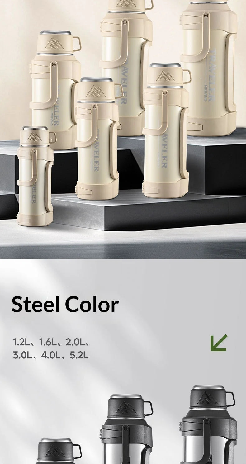 Leak Proof Insulated Travel Bottle 2L Large Capacity 316 Stainless Steel Large Capacity Vacuum Flask with Handle for Outdoor Gym