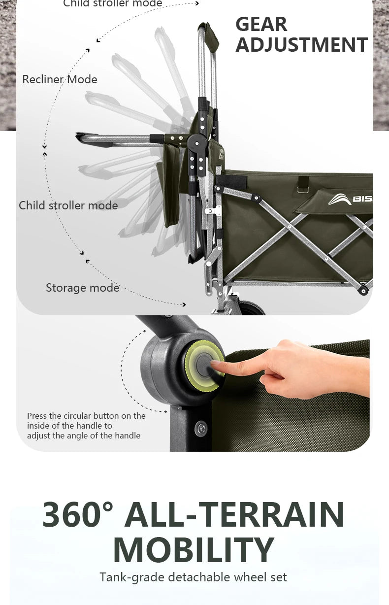 BISINNA Large Capacity Outdoor Folding Cart Portable Multi-functional Carts Beach Travel and Picnic Camping Equipment