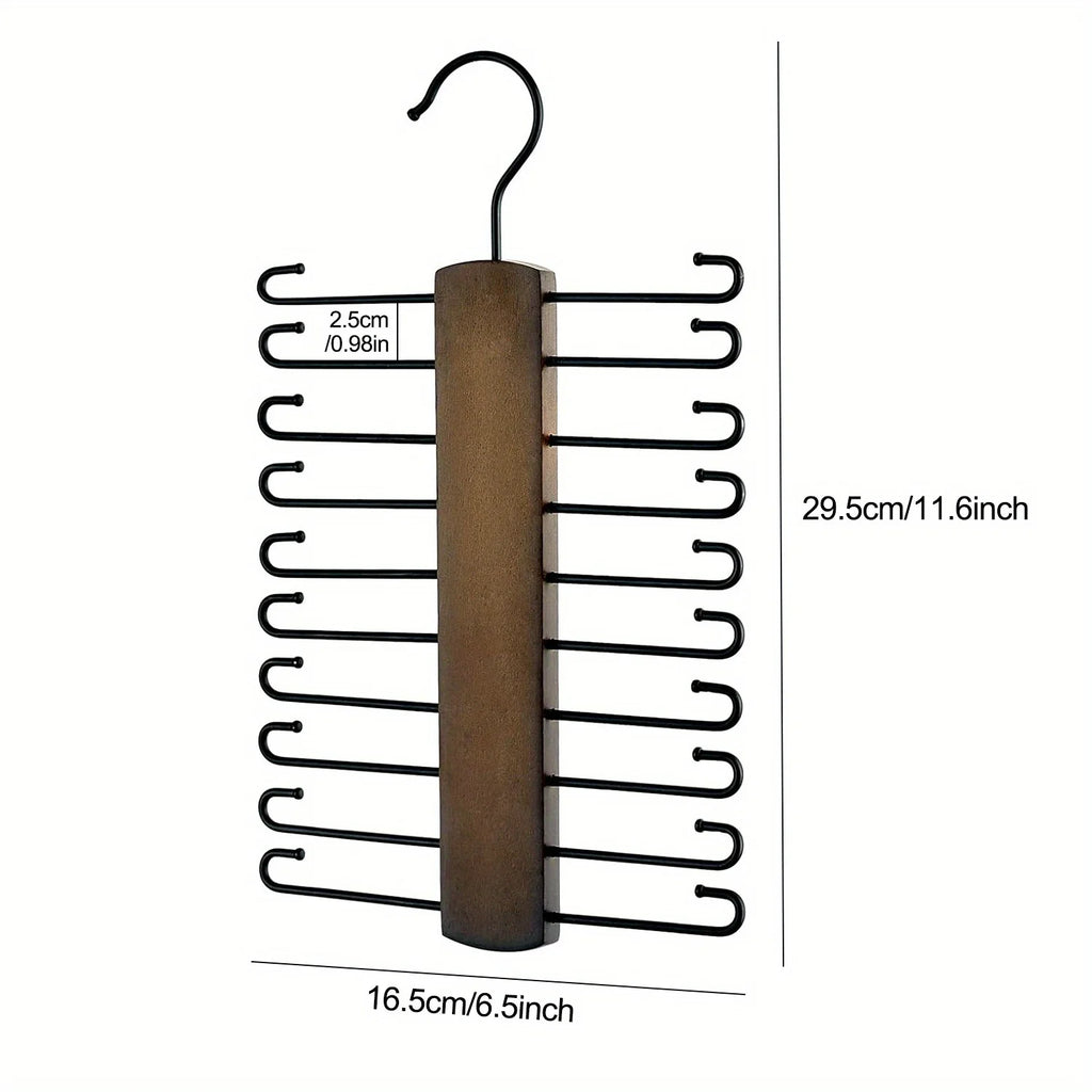 1 Wooden Tie Storage Rack with 360 Degree Rotation, Vintage Tie with Closet To Save Space Rack with 20 Anti Slip Hanging Grooves