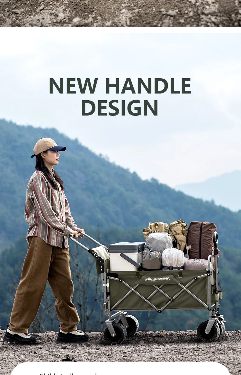 BISINNA Large Capacity Outdoor Folding Cart Portable Multi-functional Carts Beach Travel and Picnic Camping Equipment