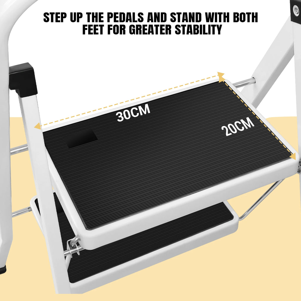 2/3/4-Step Ladder Steel Folding Portable Non-Slip Step Ladder Heavy Duty Multi Purpose for Home 150kg/330lbs Capacity
