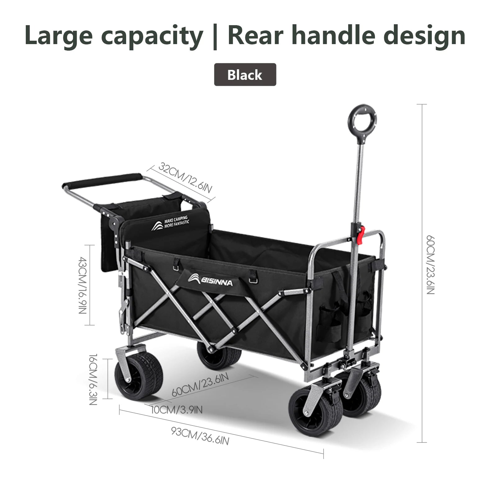 BISINNA Large Capacity Outdoor Folding Cart Portable Multi-functional Carts Beach Travel and Picnic Camping Equipment