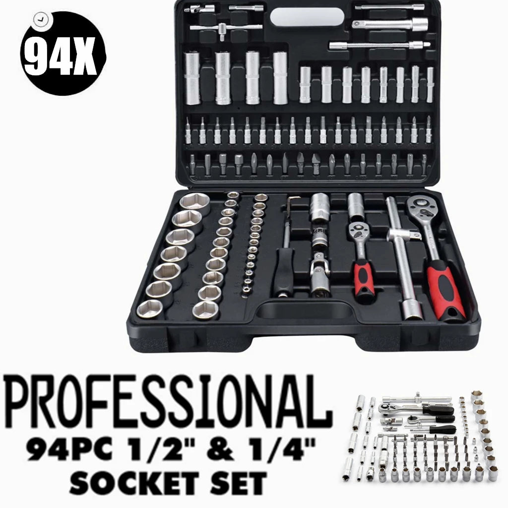 94/172/216X Socket Set 1/4" 1/2" 3/8" Ratchet Screwdriver Ratchet Torque Wrench Metric Extension Bar Auto Repairing Garage Kit