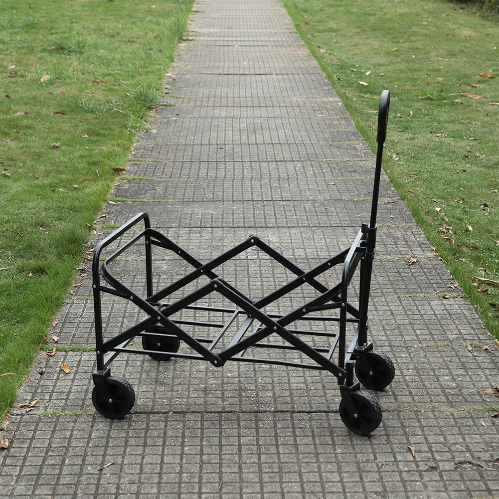 Collapsible Folding Utility Wagon Outdoor Camping Beach Wagon Cart Heavy Duty Large Capacity Fold Wagon Portable Grocery Trolley