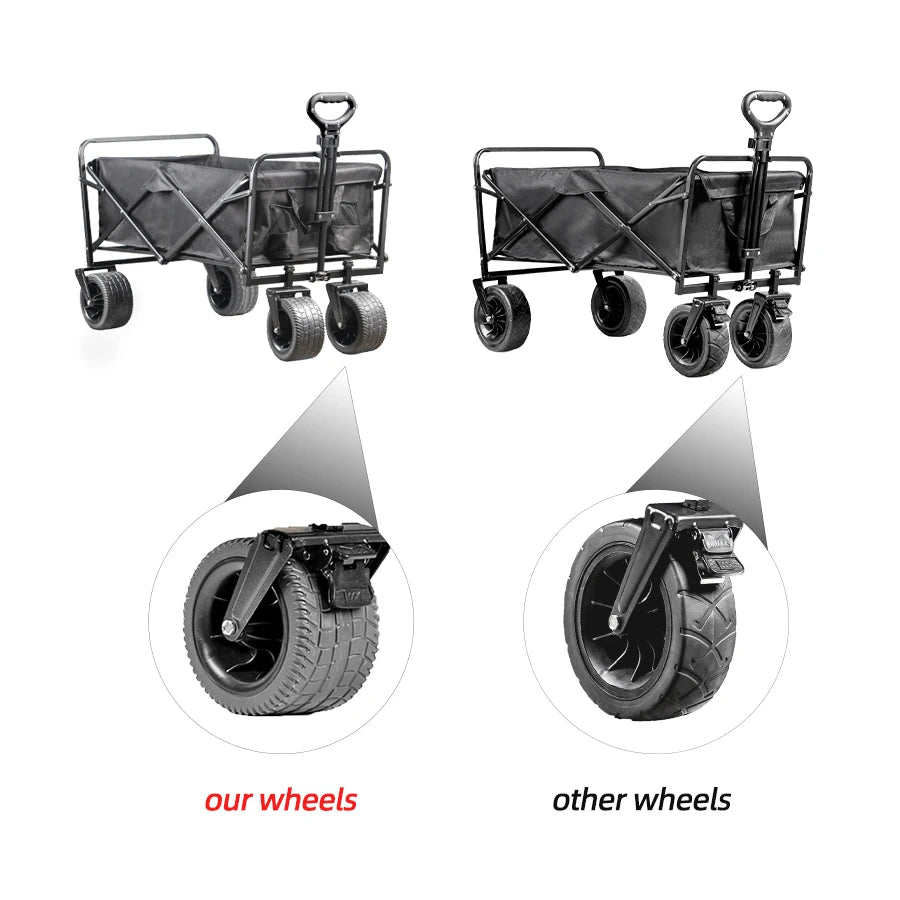 Big Tank Wheels Large Capacity Foldable Cart 500lbs Beach Wagon for Sand Garden Outdoor Picnic Collapse Shopping Trolleys Cart