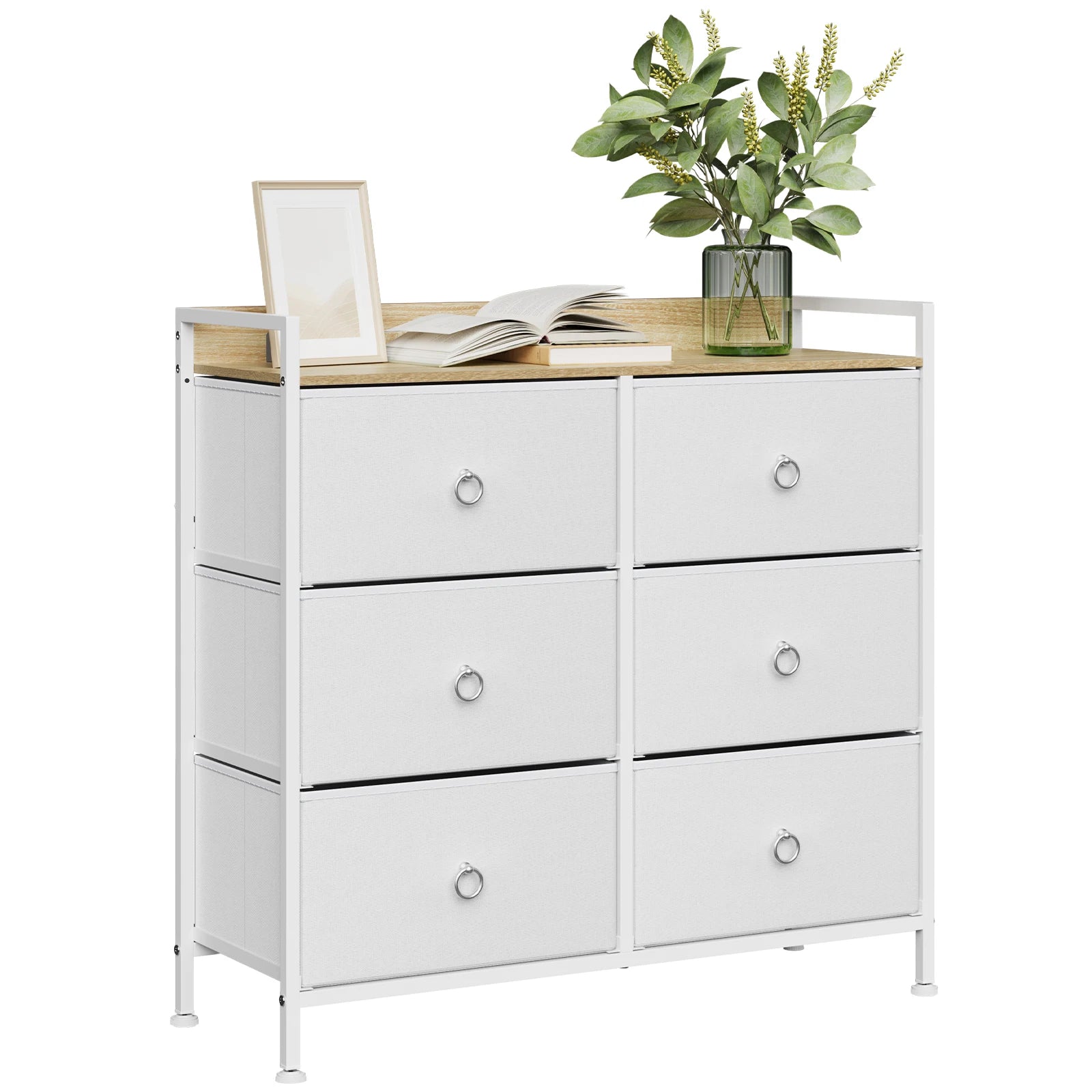 WOLTU Living Room Cabinet Chest of Drawers with 6 Fabric Drawers Storage Sideboard for Bedroom Hallway Home Organizer