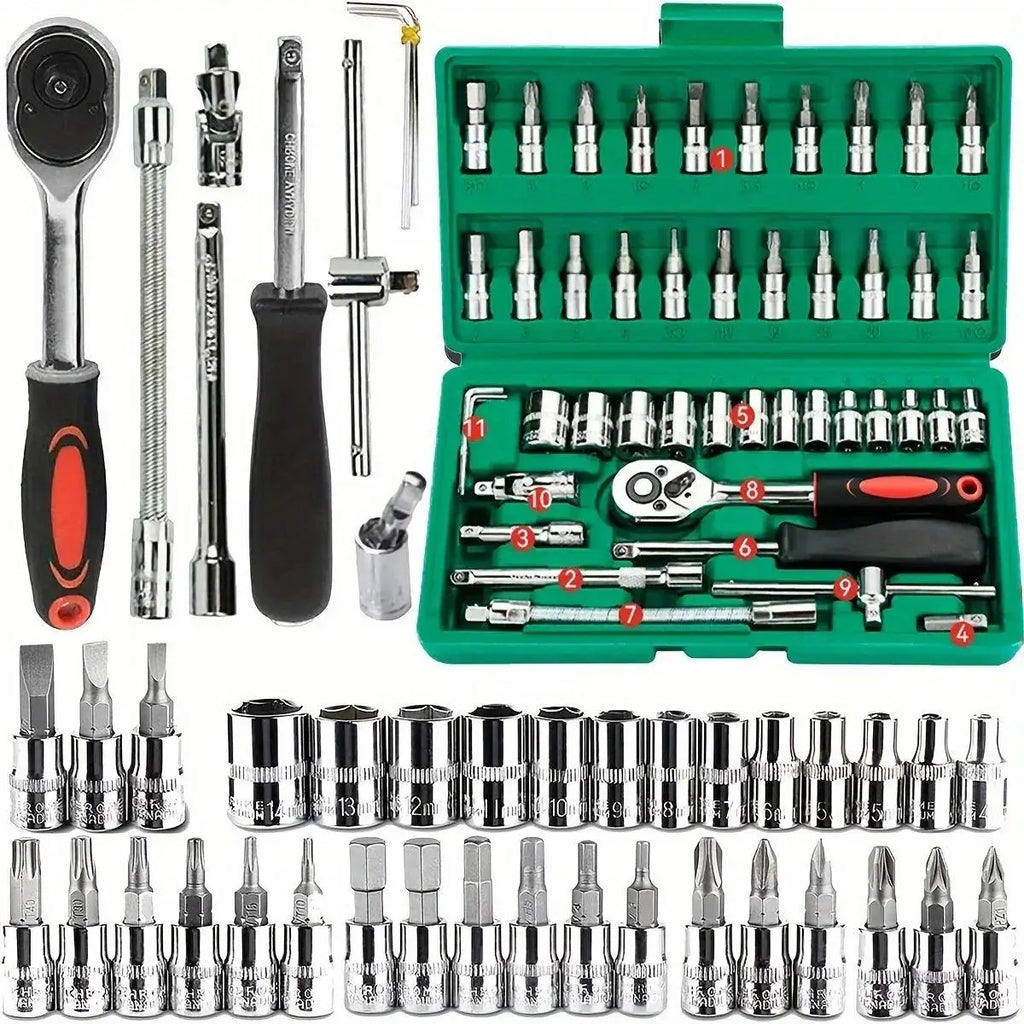 46pcs NEW Car Repair Tool Kit 46/53 Piece/Set Socket Set Car Repair Tool Ratchet Torque Wrench Combo Auto Repairing Tool Set