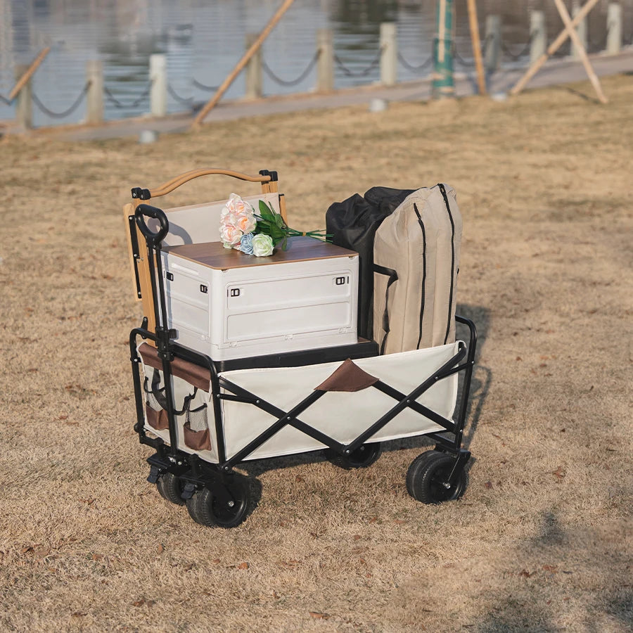 Big Tank Wheels Large Capacity Foldable Cart 500lbs Beach Wagon for Sand Garden Outdoor Picnic Collapse Shopping Trolleys Cart