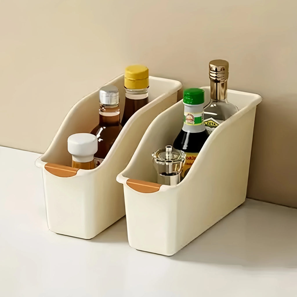 2-Pack Curved Storage Boxes: Heavy-Duty Organizer for Under Sink, Pantry & Cabinet. Save Space, No Assembly.