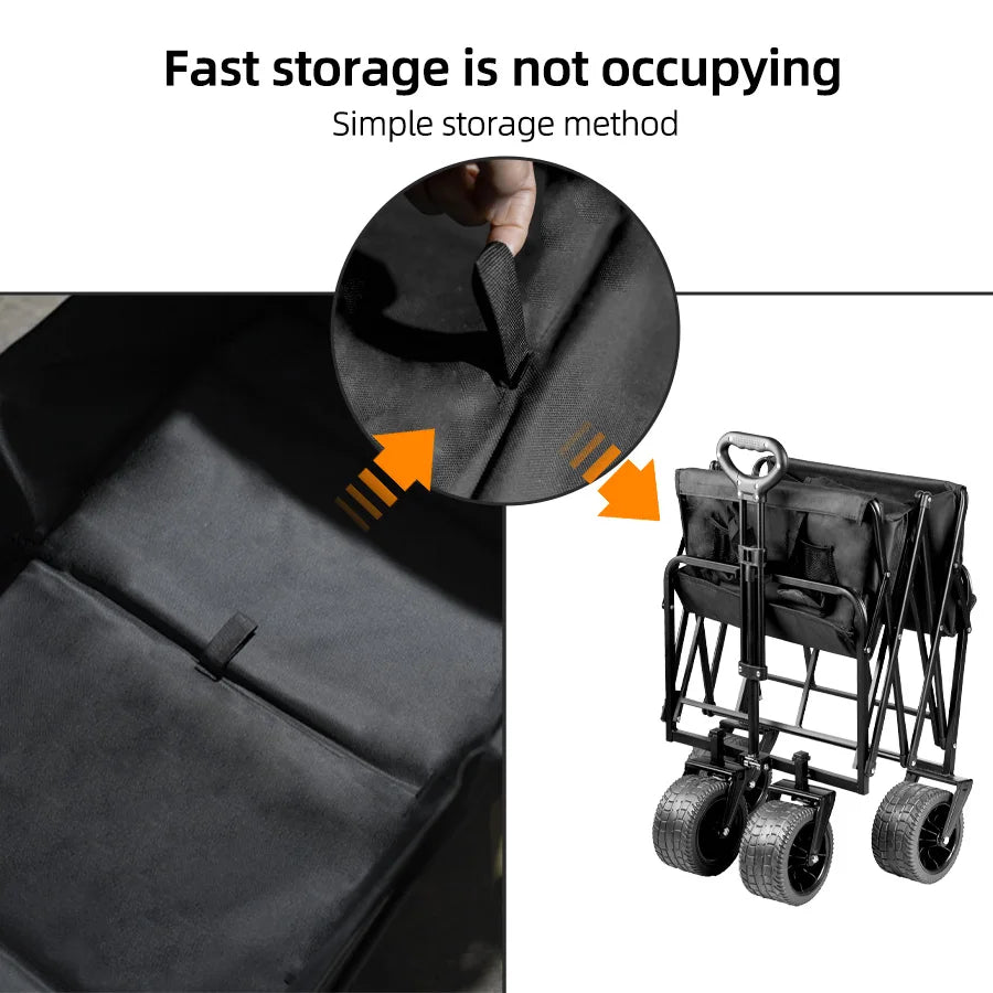 Big Tank Wheels Large Capacity Foldable Cart 500lbs Beach Wagon for Sand Garden Outdoor Picnic Collapse Shopping Trolleys Cart