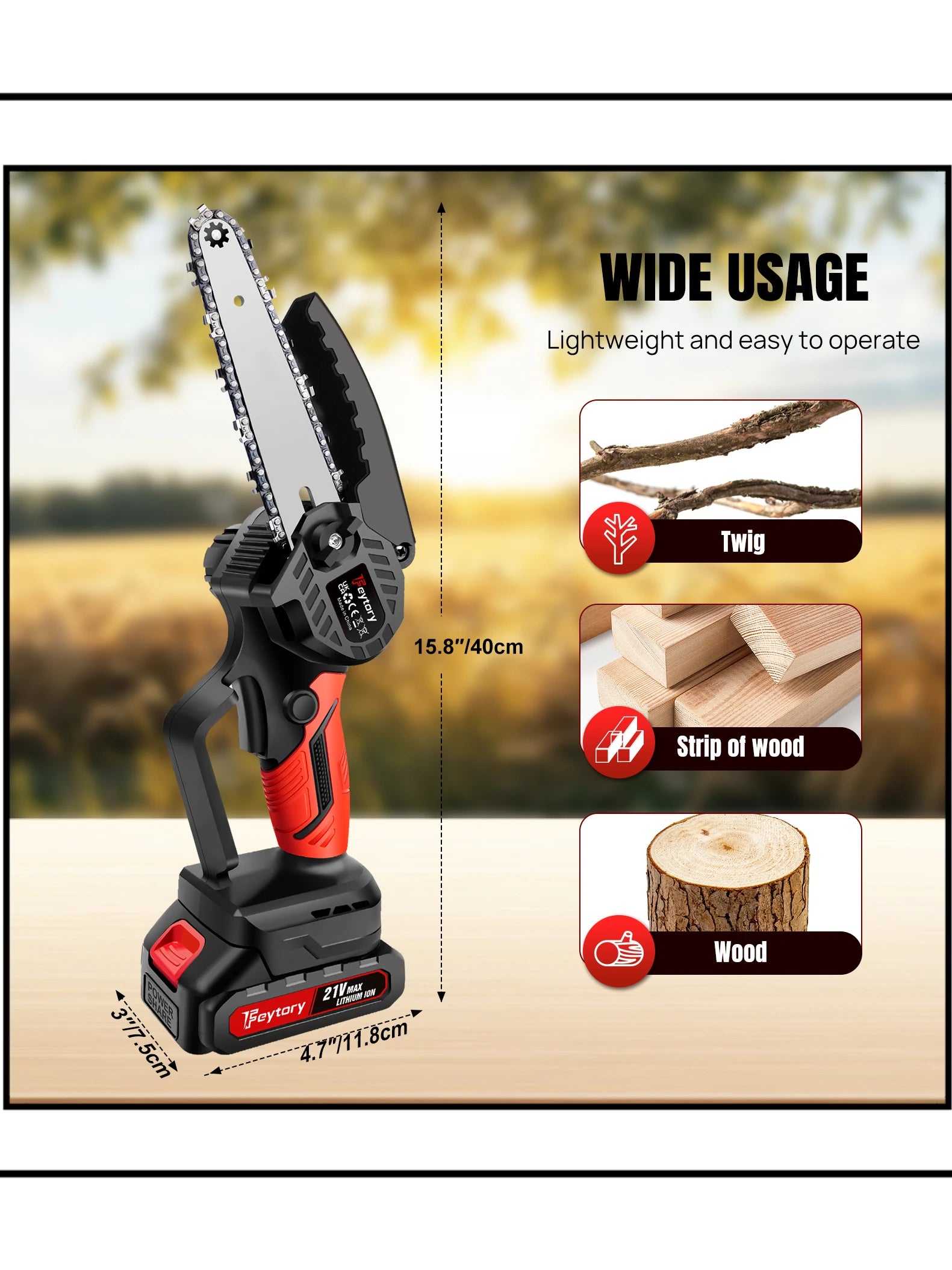 Mini Chainsaw Cordless 6 Inch with 1x1.5Ah Battery,21V Handheld Small Chain Saw for Wood Cutting Tree Trimming Gardening