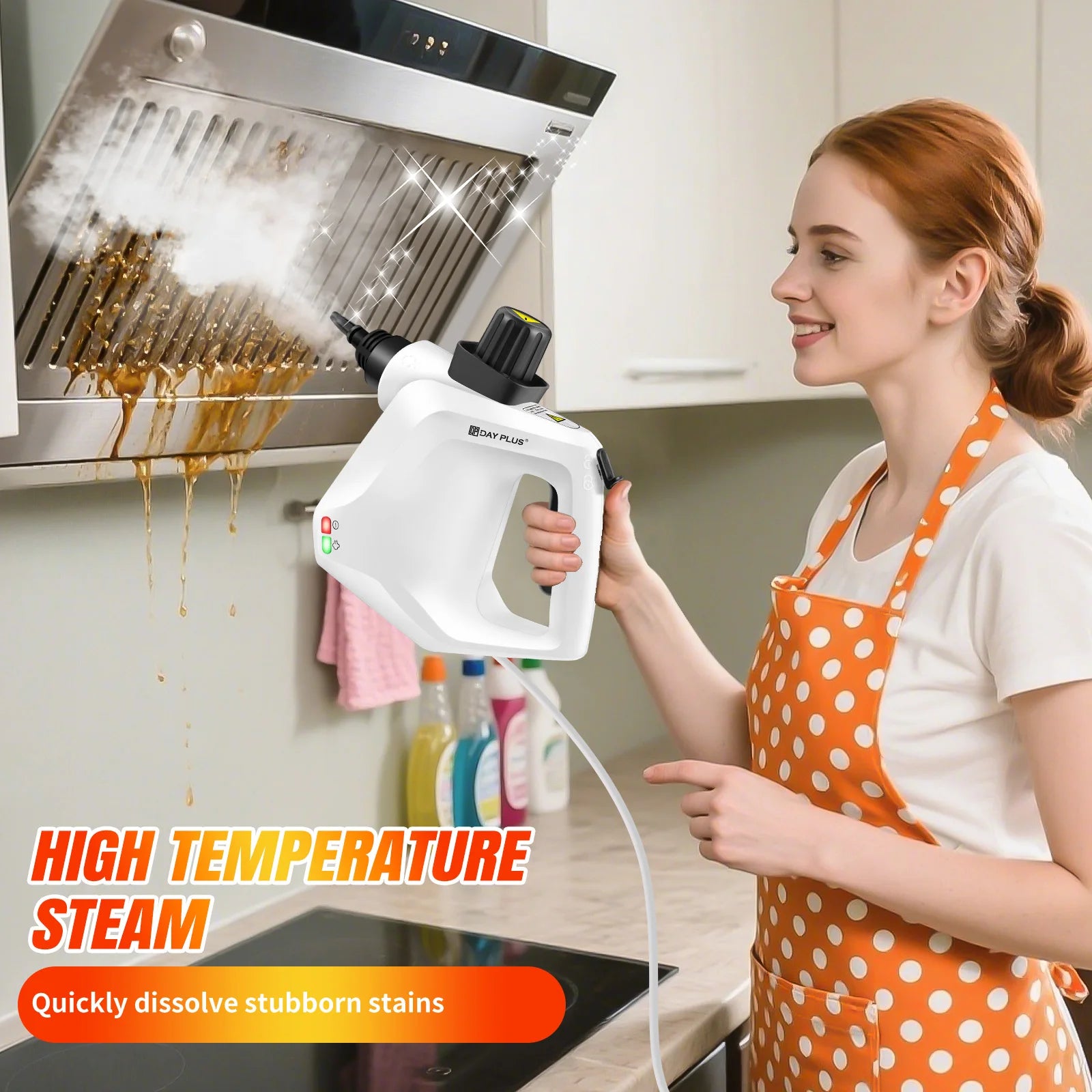 High Pressure Steam Cleaner with 2.5 m Cable,Steam Cannon and 9-Piece Accessory Set for Removing Stains on Multiple Surfaces