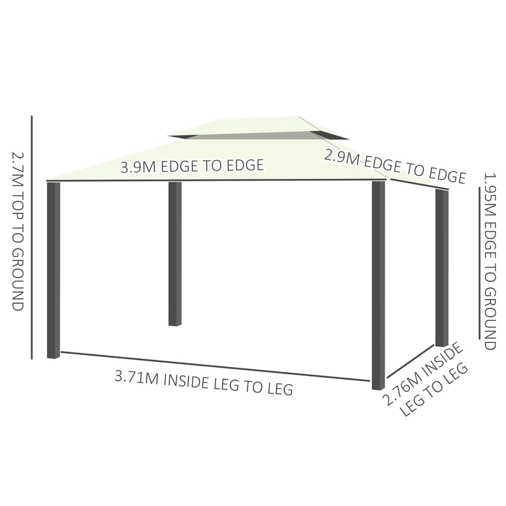 Aluminum Garden Gazebo,Double Roof Outdoor Gazebo Canopy Shelter with Netting&Curtains for Garden,Lawn,Backyard and Deck,Cream