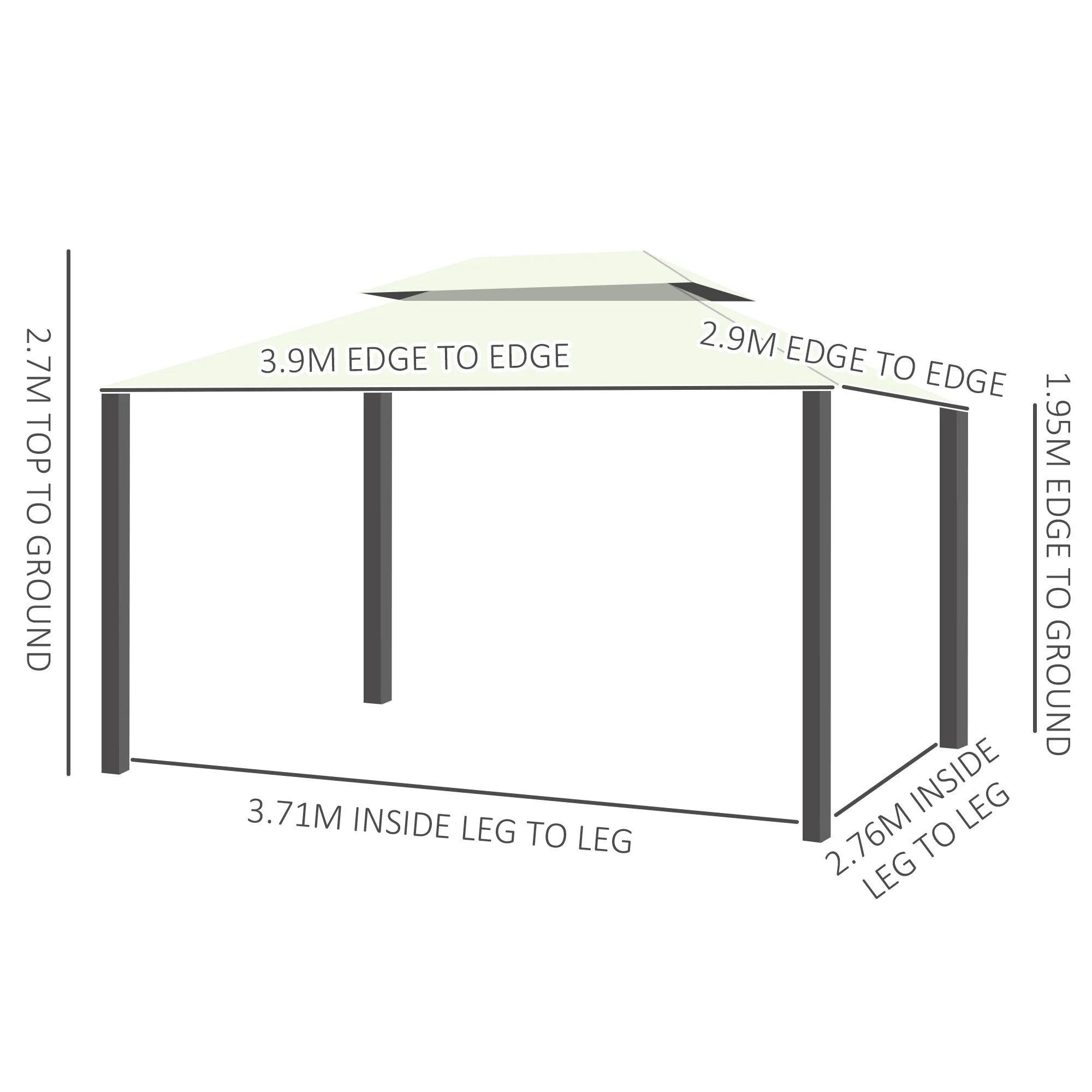 Aluminum Garden Gazebo,Double Roof Outdoor Gazebo Canopy Shelter with Netting&Curtains for Garden,Lawn,Backyard and Deck,Cream