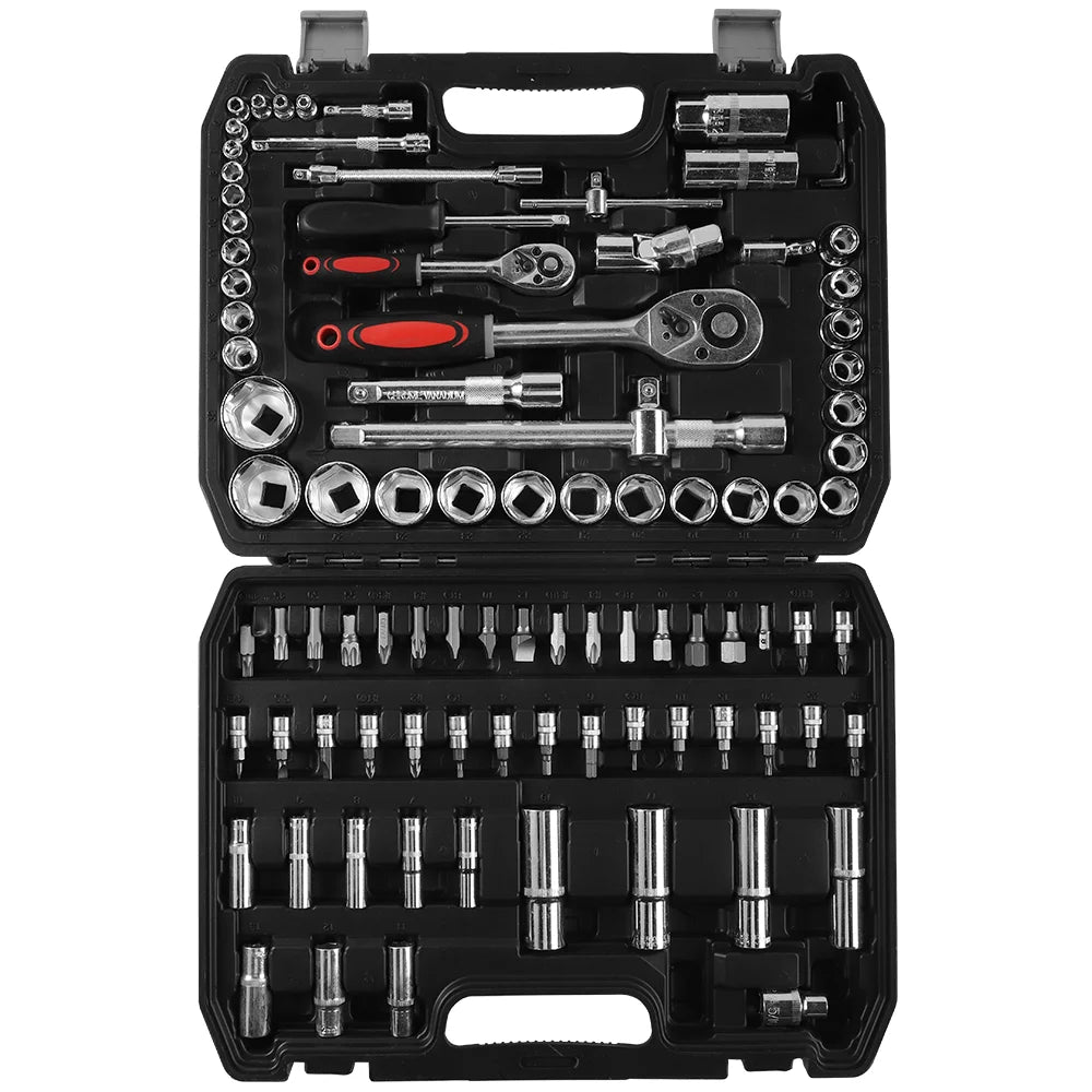 94pcs Ratchet Wrench Set Car Repair Tool 1/4 1/2 Ratchet Torque Wrench Combo Kit with Sockets Metric Bit Hand Tool