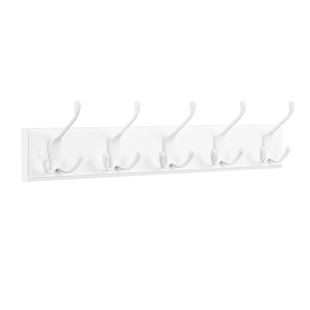SONGMICS Coat Rack, Wall-Mounted Coat Rack, Coat Hook with 5 Tri-Hooks, Hook Rack for Bags, Coats
