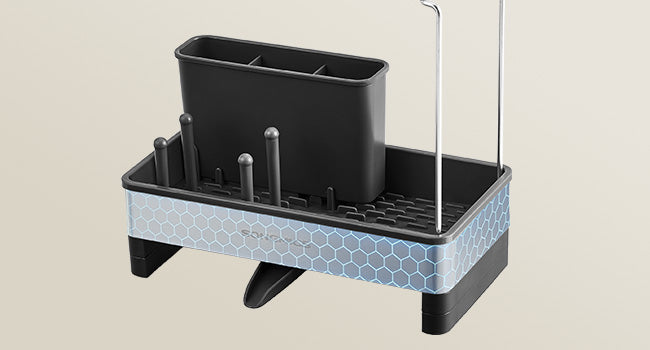 SONGMICS Sink Organizer with Rotatable Spout, Stainless Steel Sponge Holder, for Kitchen